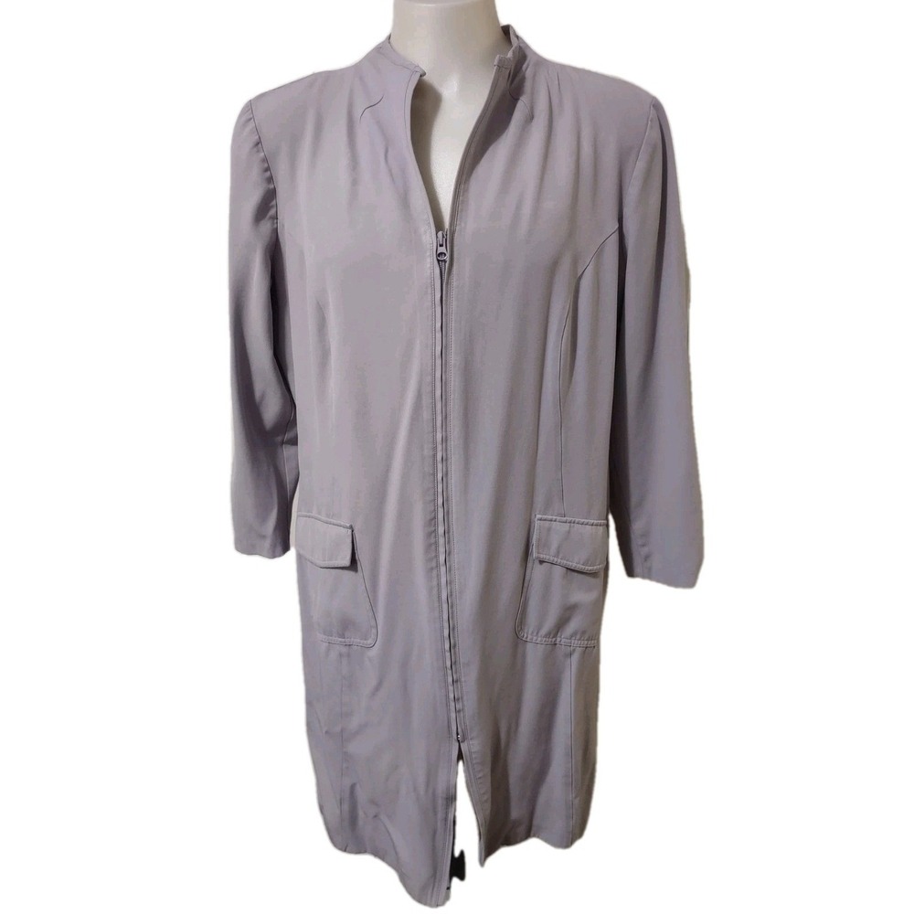 Allison Woods Jacket Women's Size 26W Gray Zip Up Long Sleeve 2 Pockets Stretch‎